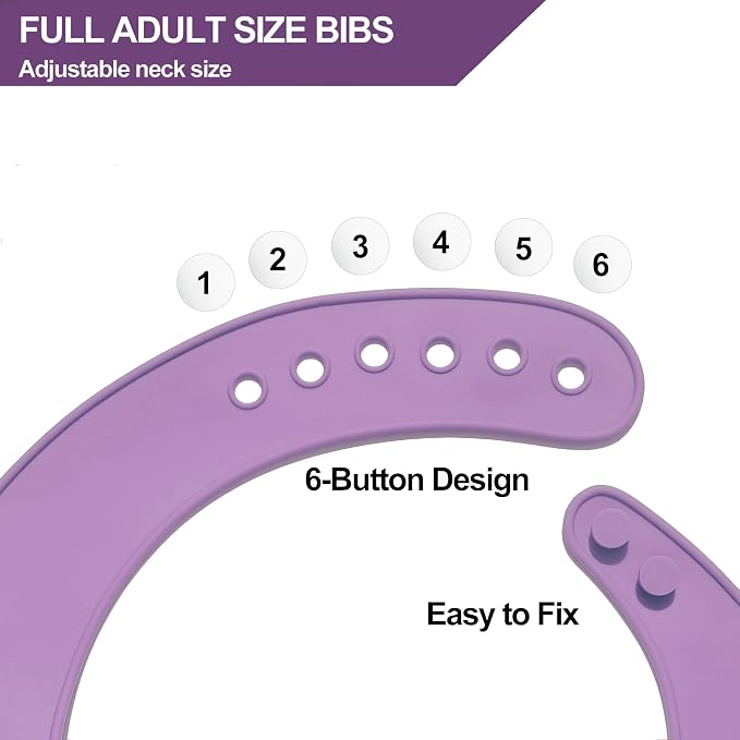 Silicone Adult Bib, Adjustable and Washable Bib - Image 4