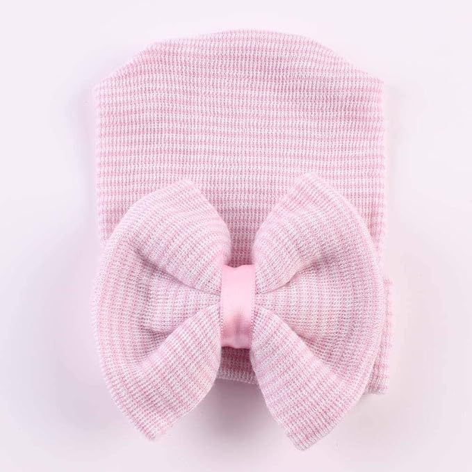 Newborn Baby Hat Infant Caps Baby Boy Girl Toddler Hospital Hats Bow Double - Image 5