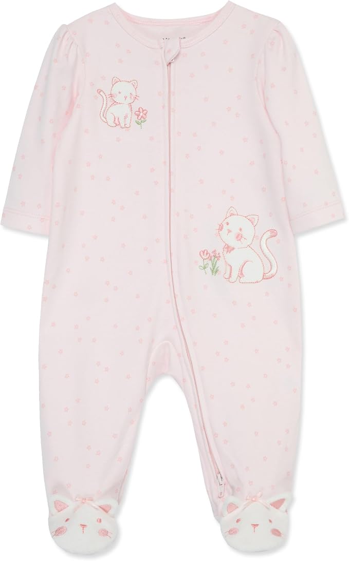 Little Me Clothes for Baby Girls' 100% Cotton Scratch-Free Tag Footie Sleeper by LittleMeChildrensApparel