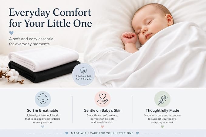 Bambini Baby Receiving Blanket, 100% Cotton Interlock Fabric, 30 x 40 Inches - Image 5