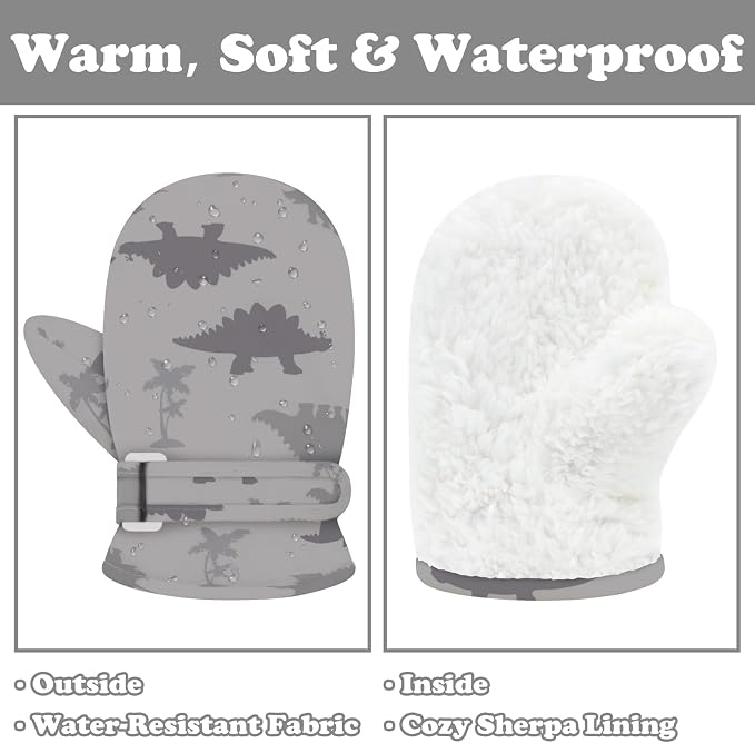 Sarfel Toddler Mittens Waterproof Toddler Gloves Baby Winter Mittens Toddler - Image 2