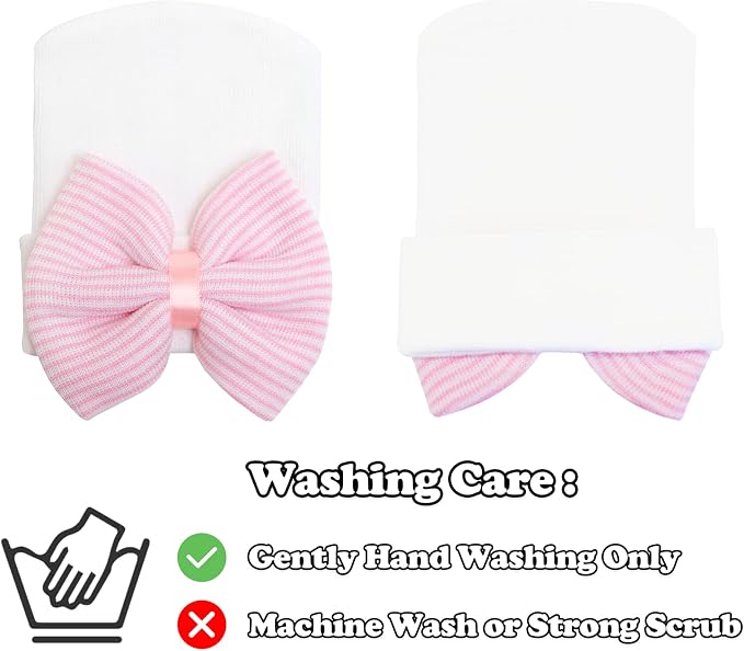 Sarfel Newborn Hats for Girls Hospital Hat Baby Girl Bows and Headbands Infant - Image 2