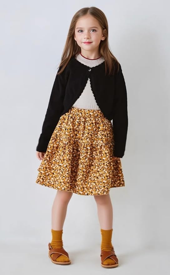 Toddler Girls Cardigan Sweater Bolero Shrug Baby Kids Long Sleeve Cropped Dress - Image 2