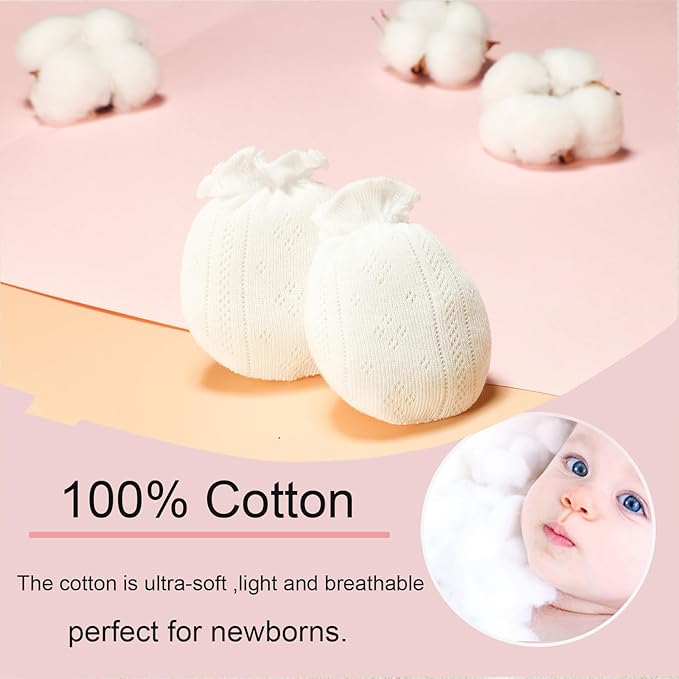 MOMSMENU Baby Mittens Newborn Girl 0-6 Months No Scratch Ruffle Mesh 5-Pack | - Image 2