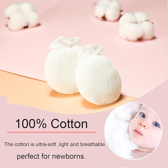 MOMSMENU Baby Mittens Newborn Girl 0-6 Months No Scratch Ruffle Mesh 5-Pack | - Image 2