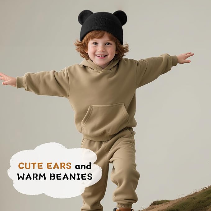 Baby Winter Beanie Hat, Kids Cute Bear Ears Soft Knit Beanie - Image 2
