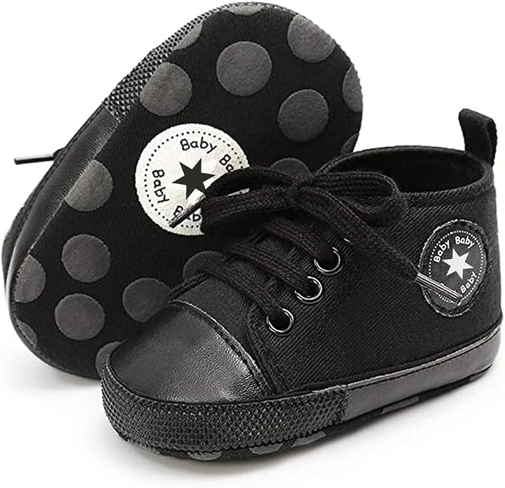 Unisex Baby Girls Boys Canvas High-top Shoes, Newborn Infant Anti-Slip Soft by KKIIDDSS