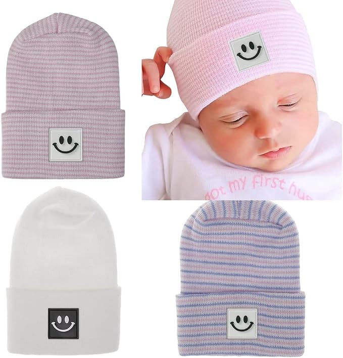 Newborn Baby Hat Infant Caps Baby Boy Girl Toddler Hospital Hats Bow Double by Upeilxd