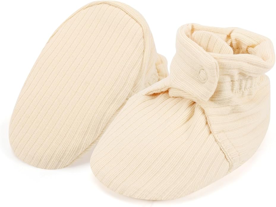 Baby Booties Organic Cotton Infant Bootie Warm Cozy Soft Sock Shoes Adjustable by KARUNEL