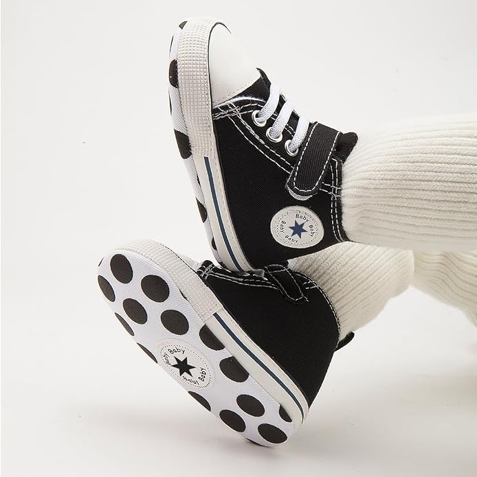 Unisex Baby Girls Boys Canvas High-top Shoes, Newborn Infant Anti-Slip Soft - Image 4