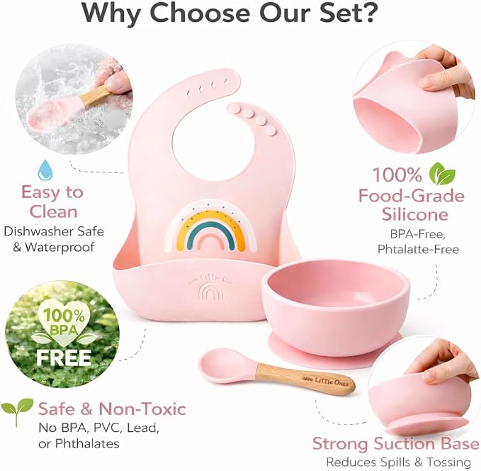 Baby Silicone Bib and Suction Bowl Set – Baby Led Weaning Feeding Set - Image 3