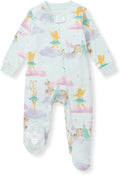 Burt's Bees Baby Girls' Organic Cotton Sleep and Play Footed Pajamas, One-piece Zip Front Romper, Baby Essentials