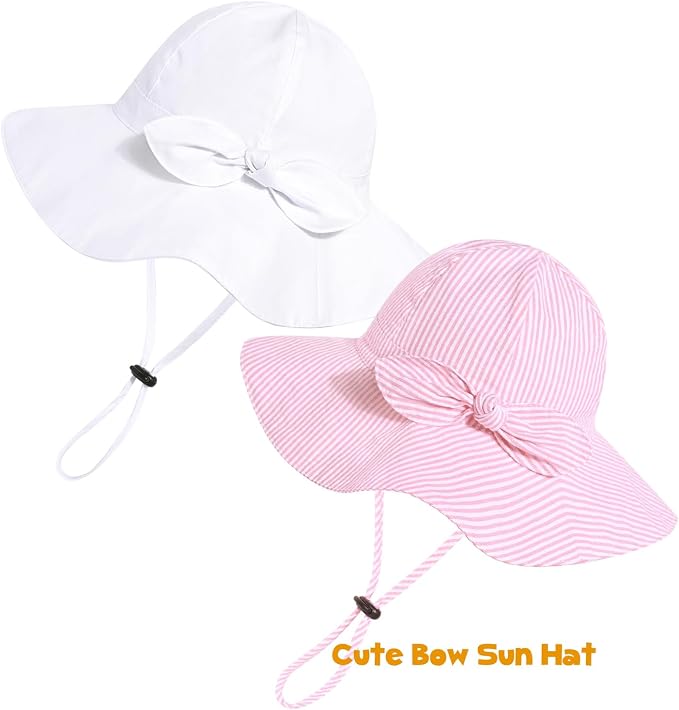 Baby Girl Sun Hat with UPF 50+ Outdoor Adjustable Beach Hat with Wide Brim - Image 5