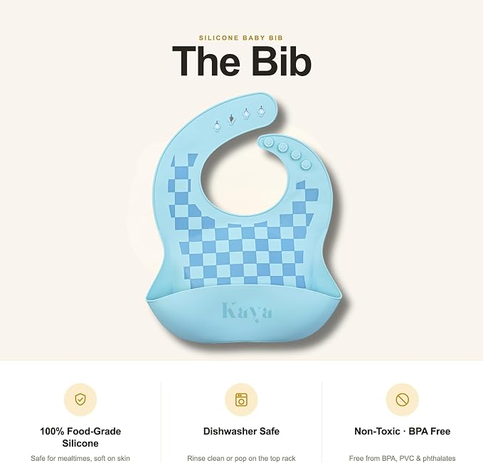 Kaya Silicone Baby Bib Pack of 2, BPA-Free Waterproof Food Catcher, Adjustable - Image 5