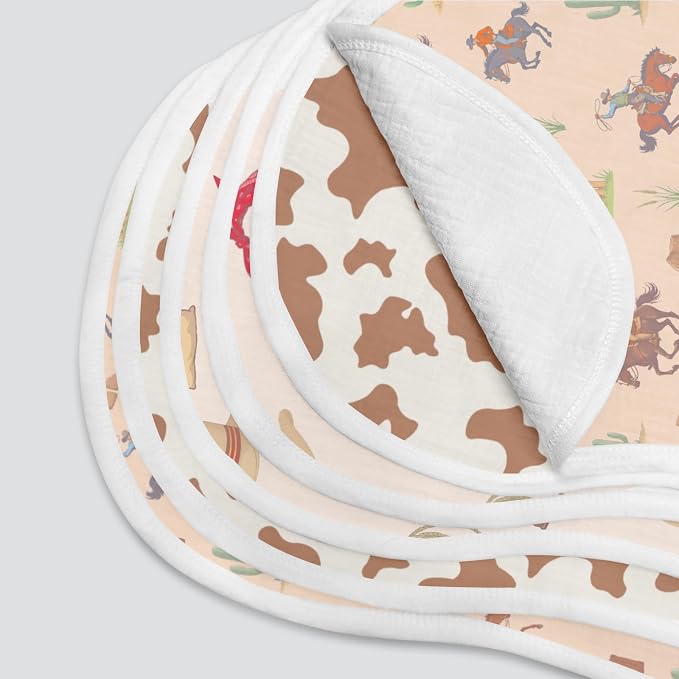 6 Pack Western Burp Cloths Baby Boys Girls - Image 8