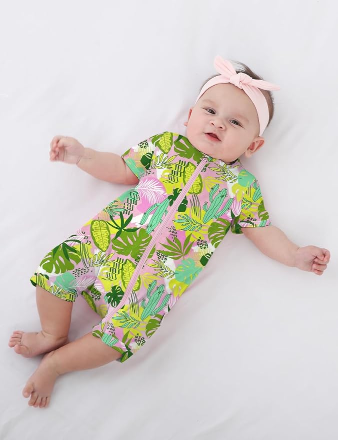 Jimonda Baby Rompers Cotton Boys Girls Short Sleeve Sleepers Pajamas Pjs | Two - Image 2
