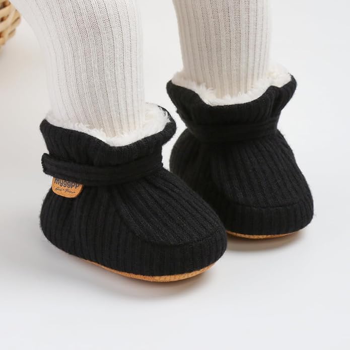 Infant Baby Boys Girls Cozy Fleece Booties Stay on Slippers Non Slip Soft - Image 2
