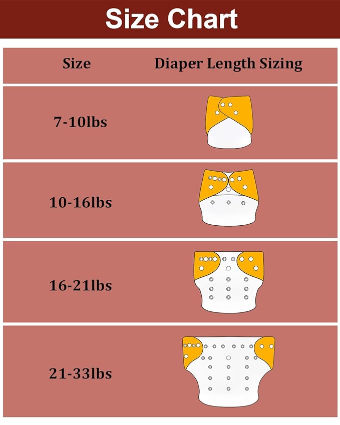 babygoal Cloth Diaper Covers 6 Pack with Wet Bag for Fitted Diapers and Prefolds with Double Gussets, Adjustable and Reusable for Baby Boys and Girls 6DCF12-B