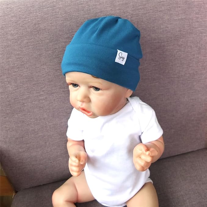 Jersey Beanie Hat for Newborn Baby Boys Girls Silky Satin Lined Hats Bonnet - Image 3