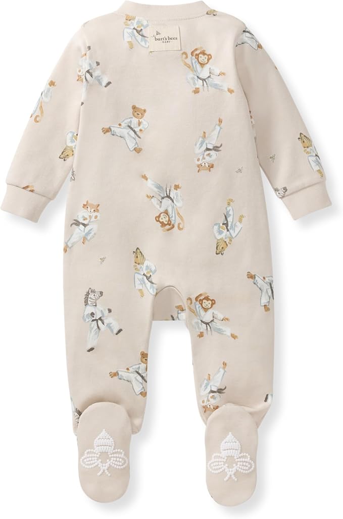 Burt's Bees Baby Boys' Organic Cotton, Sleep and Play Footed Pajamas | Easy zip - Image 2