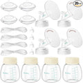 Breast Pump Parts Compatible with Spectra S1/S2/9 Plus, Not Original Accessories, 4 Set Replacements Include 28mm Flanges, Valves, Backflow Protectors (Duckbills Included), Tubings and Bottles