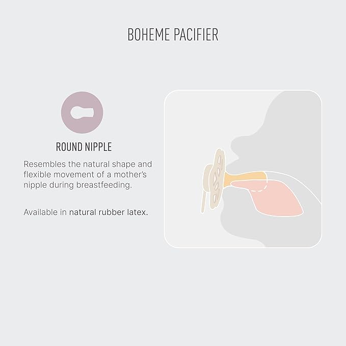 BIBS Boheme Pacifier 4-Pack. BPA Free Dummy Pacifier, Round Nipple. Natural Rubber Latex, Made in Denmark, Size 2 (6-18 Months), Ivory