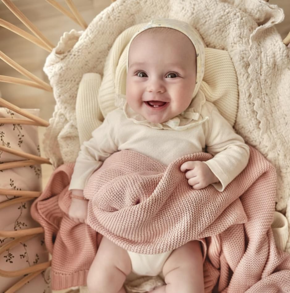 100% Organic Cotton Heritage Knit Textured Baby Quilt Blanket - Image 2