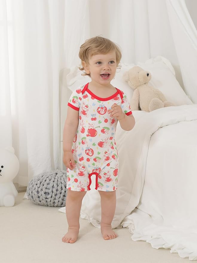 GUISBY Baby Rayon Romper Pajamas, 0-24M | Silky Soft Feel，Snap Closure，Footless - Image 4