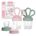 Bessentials Carrot Baby Fresh Fruit Food Feeder & 2 Pack Silicone Mesh Feeders | Safe Infant Self-Feeding|Includes 3 Sizes of Food Pouches |Suitable for Baby 4M+|BPA-Free (Pink & Grass Green)