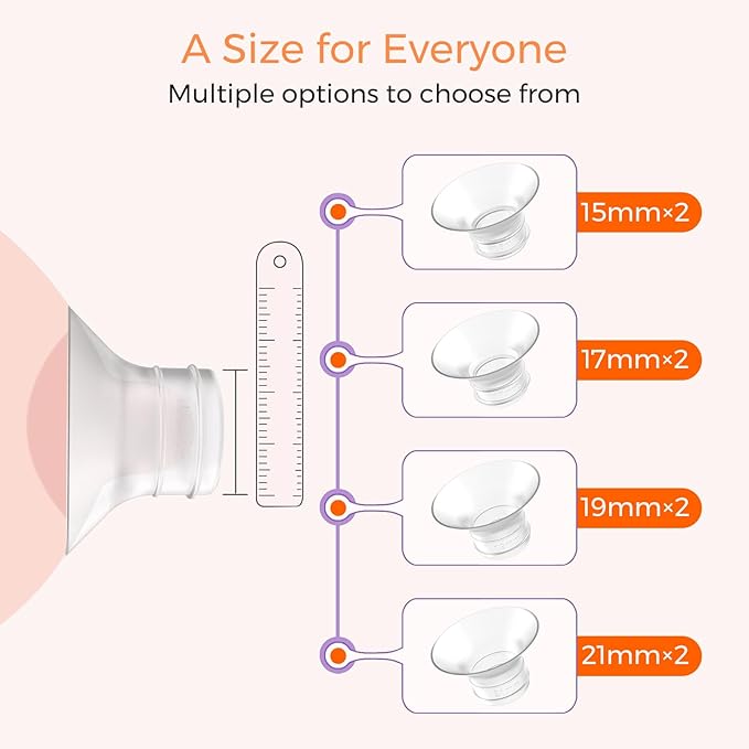 Flange Inserts 15mm 6PCS - Compatible with Momcozy M5/M6/S12 Pro/S9 Pro/V1/V2,Spectra,Medela,Elvie,Lansinoh 24mm Flange - Breast Pump Replacement Pump Parts - BPA Free Silicone,6 Pack