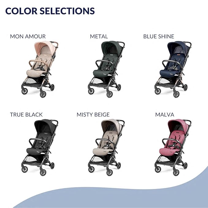Peg Perego Volo, Ultra Lightweight Carry On Compliant Travel Stroller, Adjustable Features & Reclining Seat - Designed for Everyday Comfort from Newborn to 50lbs, Metal (Sage Green)