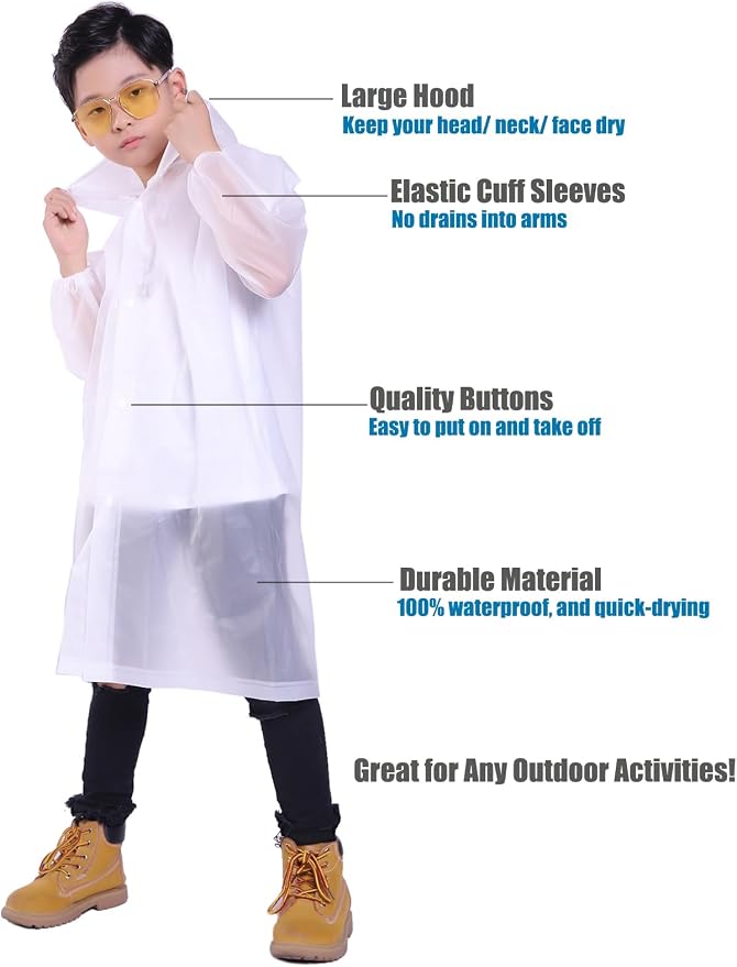 Kids Rain Jacket, 2 Pack Rain Ponchos - Image 4