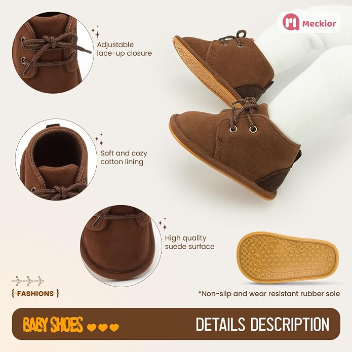Meckior Baby Booties Newborn Infant Unisex Baby Girls Boys Velvet Rubber - Image 5