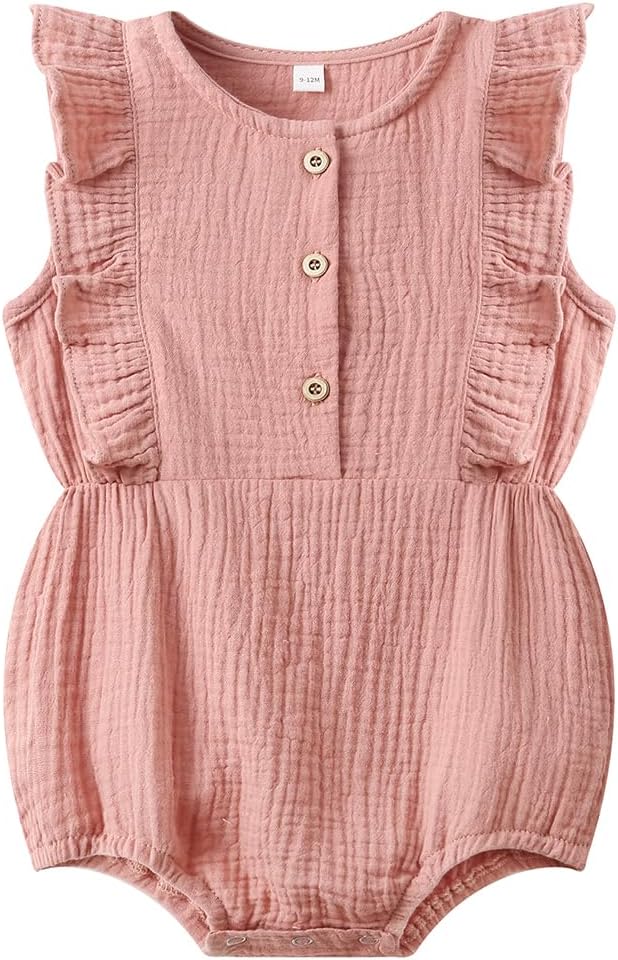 Baby Girl Bubble Romper Muslin Cotton Newborn Summer Clothes, 0-18M | Baby by WATOCHE