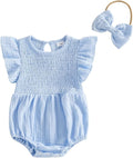 Kavousa Newborn Baby Girl Clothes Summer Bubble Romper Headband Outfit by KAVOUSA