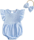 Kavousa Newborn Baby Girl Clothes Summer Bubble Romper Headband Outfit by KAVOUSA