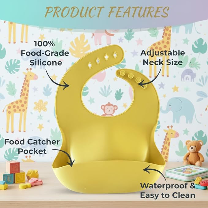 Silicone Baby Feeding Bibs – Waterproof, Soft & Adjustable - Image 3