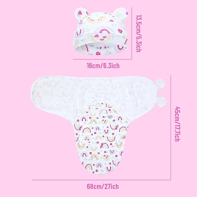 Dizila 2 Sets Adjustable Soft Cotton Blend Newborn Infant Baby Girl Receiving - Image 2
