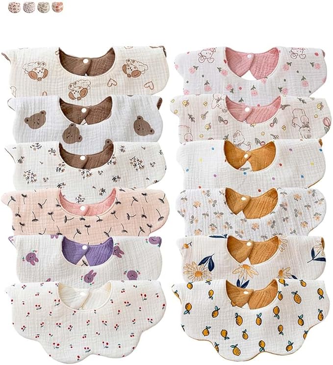 Organic Cotton Muslin Baby Bibs by DOSMINE
