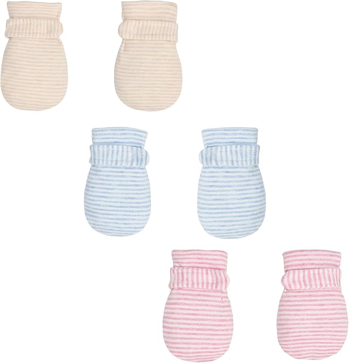 Newborn Baby No Scratch Mittens Stay On, 100% Cotton Breathable, Adjustable by Reyow