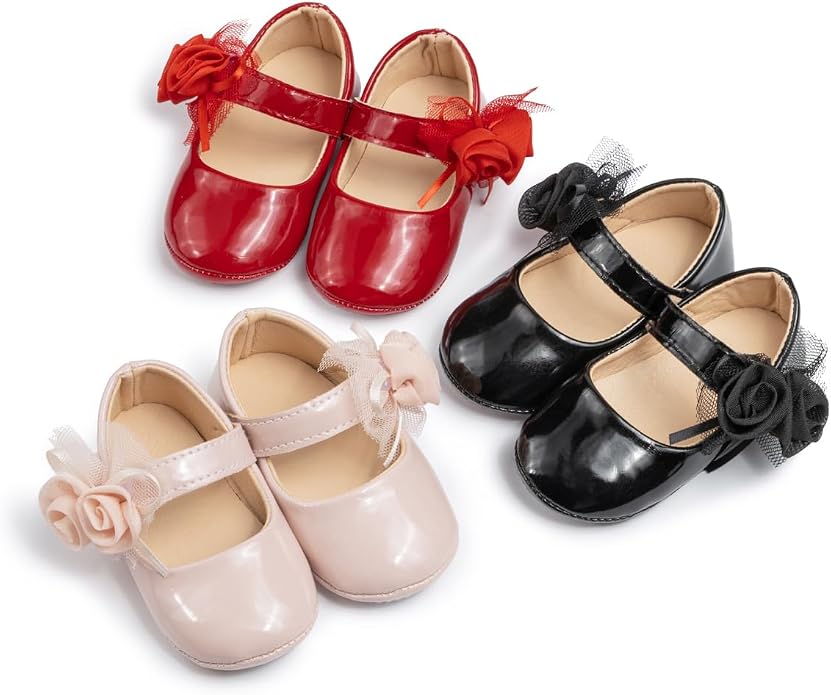 Meckior Infant Baby Girls Soft Sole Bowknot Princess Wedding Dress Mary Jane - Image 4
