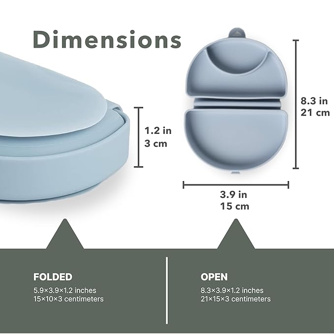 Miniware Baby Travel Plate with Suction - Foldable Silicone Baby Travel Essential to Promote Self-Feeding - Dishwasher Safe, BPA Free, Food Grade Silicone Baby Plate for On The Go - Chickory Silifold