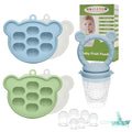 WAJIAYON Baby Breastmilk Popsicle Molds & Baby Fruit Feeder, Infant Food Freezer Tray Storage Containers, Silicone Teething Pacifier Feeder and Teether for Babies,Shower Gifts for Boys and Girls-Blue