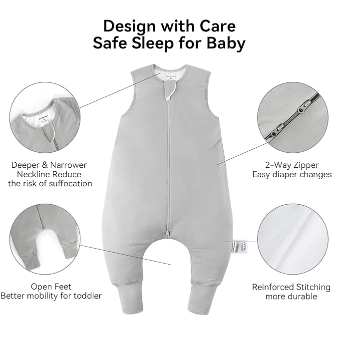 BubblePanda Rayon Made from Bamboo Toddler Sleep Sack with Feet 24-36 Months 0.5 Tog Ultra Soft Toddler Sleeping Sack 2t-3t Baby Sleep Bag Walker Wearable Blanket with Legs 2-Way Zipper Lightweight
