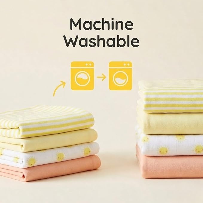 EVERYDAY KIDS 4 Pack of Soft Flannel Receiving Baby Blanket Set - Image 7