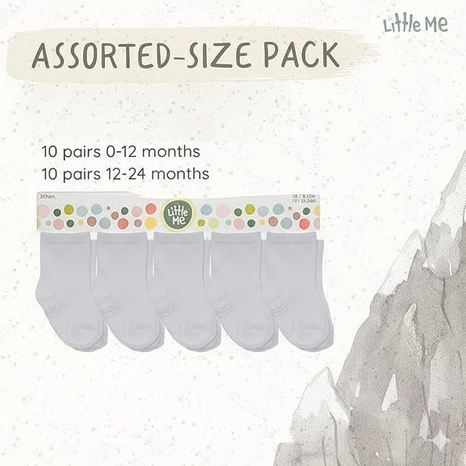 Little Me 20-Pack Newborn Baby Infant & Toddler Unisex Socks, 0-12/12-24 Months - Image 6