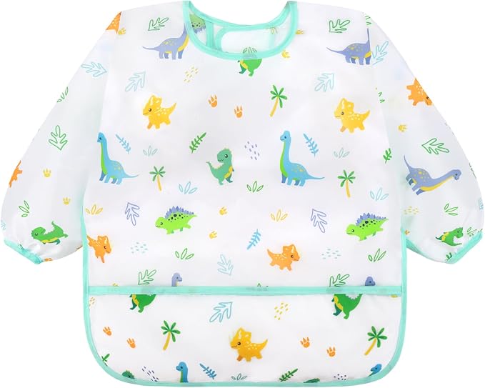 Accmor 4 Pack Long Sleeve Bibs, Baby Smock Waterproof Full Sleeved Bib - Image 8