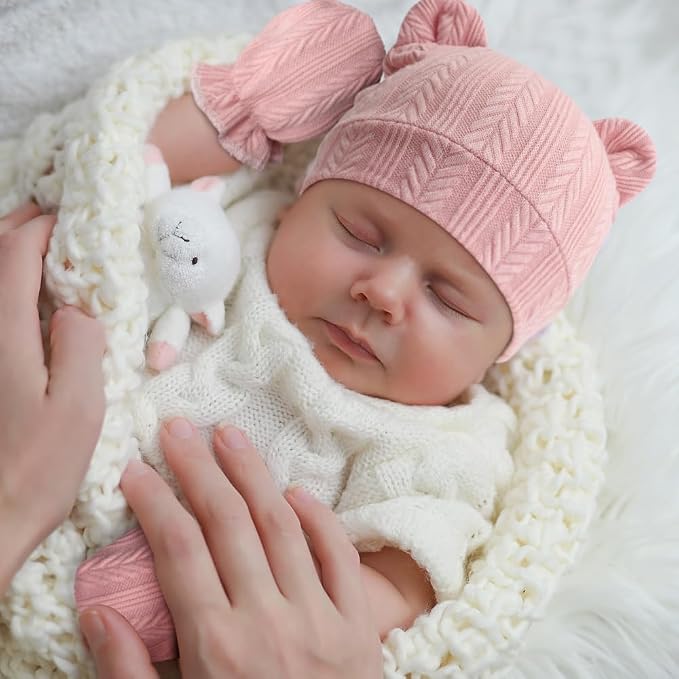 BQUBO Newborn Baby Hats Bear Ears and Mittens Sets Preemie Caps Baby Boy Girl - Image 2