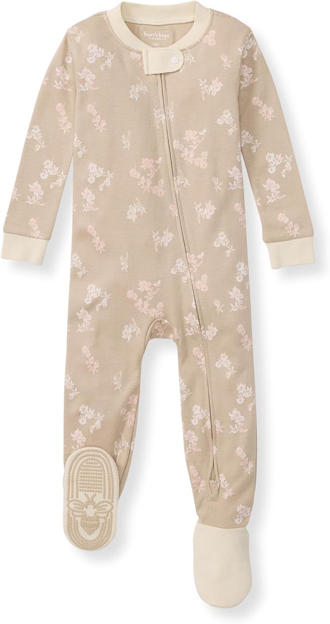Burt's Bees Baby Girls Organic Cotton, Snug Fit Footed Sleeper Pajamas | by BurtsBeesBaby