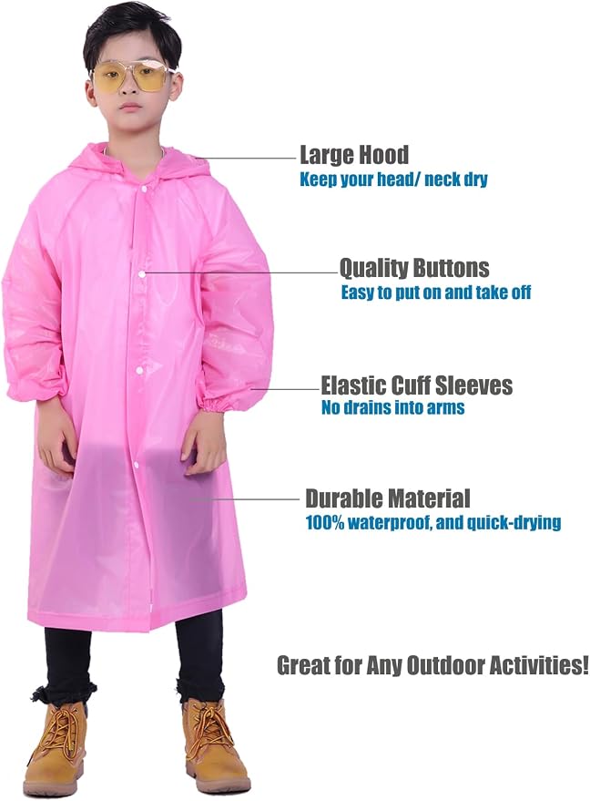 Kids Rain Jacket, 2 Pack Rain Ponchos - Image 4